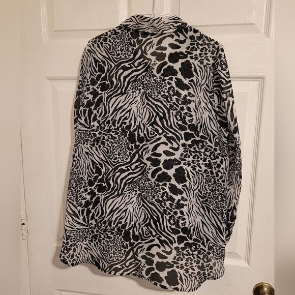 Cato leopard and zebra print button up shirt - Picture 2 of 5